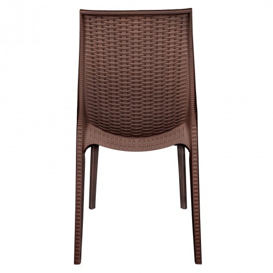 LeisureMod Kent Outdoor Dining Chair, Set of 4, Brown, KC19BR4