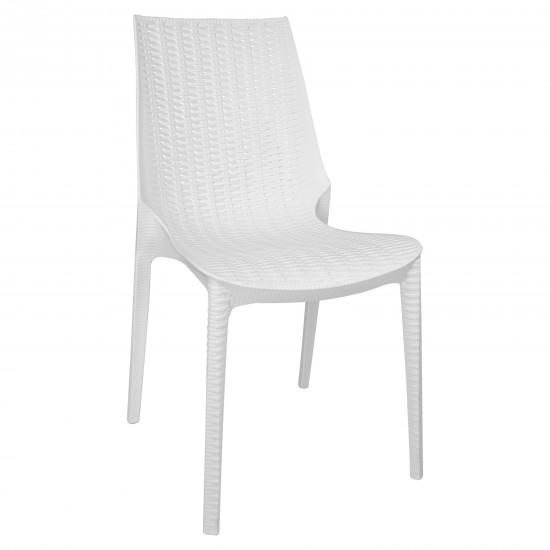 LeisureMod Kent Outdoor Dining Chair, White, KC19W