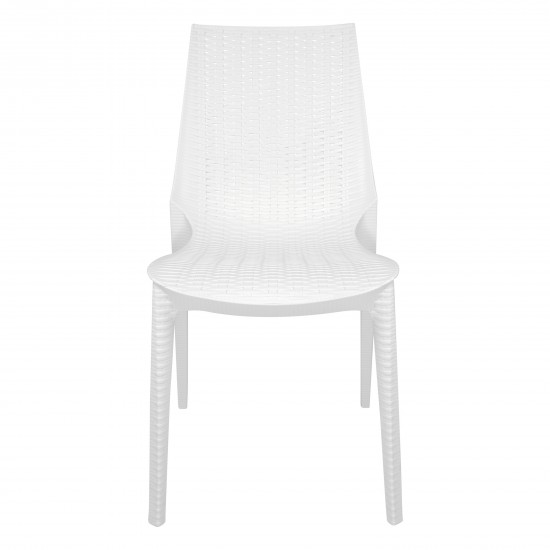 LeisureMod Kent Outdoor Dining Chair, White, KC19W