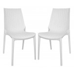 LeisureMod Kent Outdoor Dining Chair, Set of 2, White, KC19W2