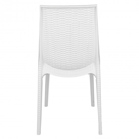 LeisureMod Kent Outdoor Dining Chair, Set of 2, White, KC19W2