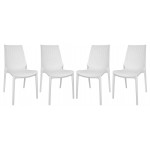 LeisureMod Kent Outdoor Dining Chair, Set of 4, White, KC19W4