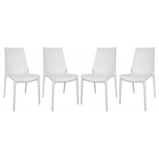 LeisureMod Kent Outdoor Dining Chair, Set of 4, White, KC19W4