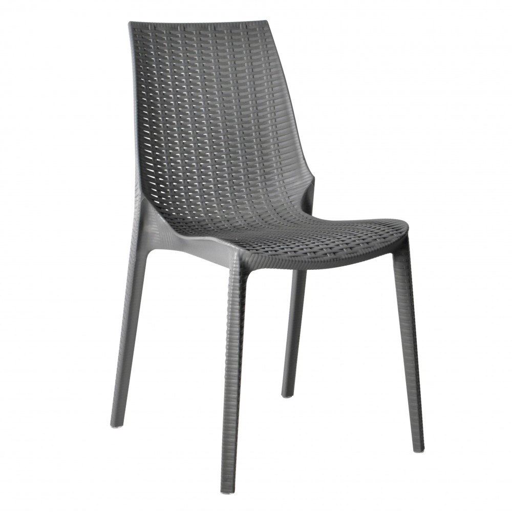 LeisureMod Kent Outdoor Dining Chair, Grey, KC19GR