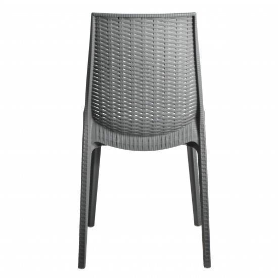 LeisureMod Kent Outdoor Dining Chair, Grey, KC19GR