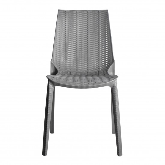 LeisureMod Kent Outdoor Dining Chair, Set of 2, Grey, KC19GR2