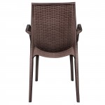 LeisureMod Kent Outdoor Dining Arm Chair, Brown, KCA21BR