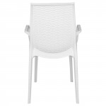 LeisureMod Kent Outdoor Dining Arm Chair, White, KCA21W