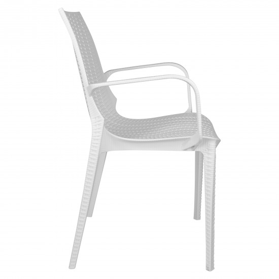 LeisureMod Kent Outdoor Dining Arm Chair, Set of 2, White, KCA21W2