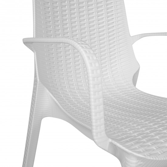 LeisureMod Kent Outdoor Dining Arm Chair, Set of 2, White, KCA21W2