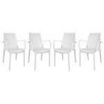 LeisureMod Kent Outdoor Dining Arm Chair, set of 4, White, KCA21W4