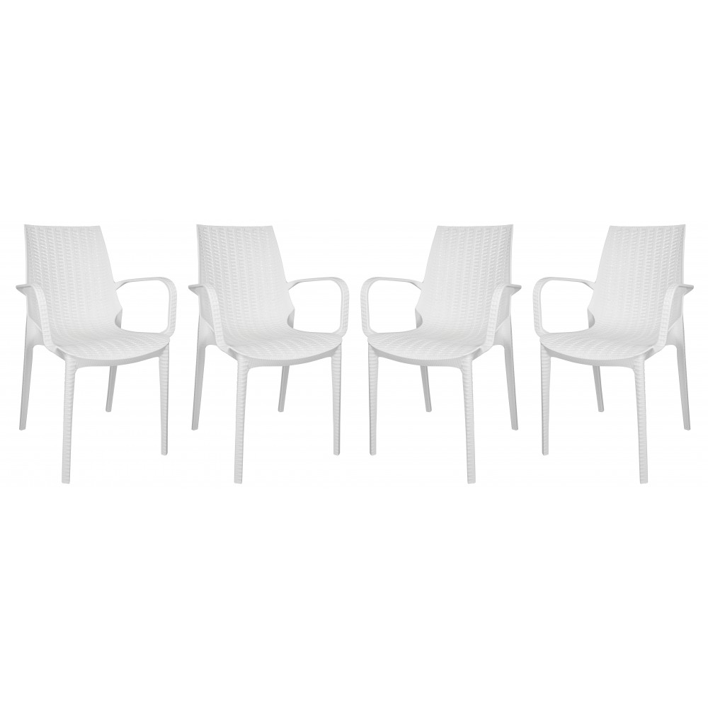 LeisureMod Kent Outdoor Dining Arm Chair, set of 4, White, KCA21W4 LeisureMod Kent Outdoor Dining Arm Chair, set of 4, White, KCA21W4