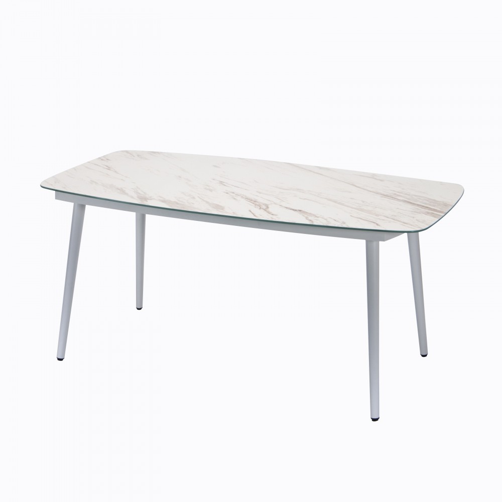 Spencer Modern Outdoor Patio Marble Top 63" Dining Table, White, ST63W