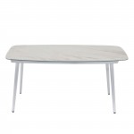 Spencer Modern Outdoor Patio Marble Top 63" Dining Table, White, ST63W