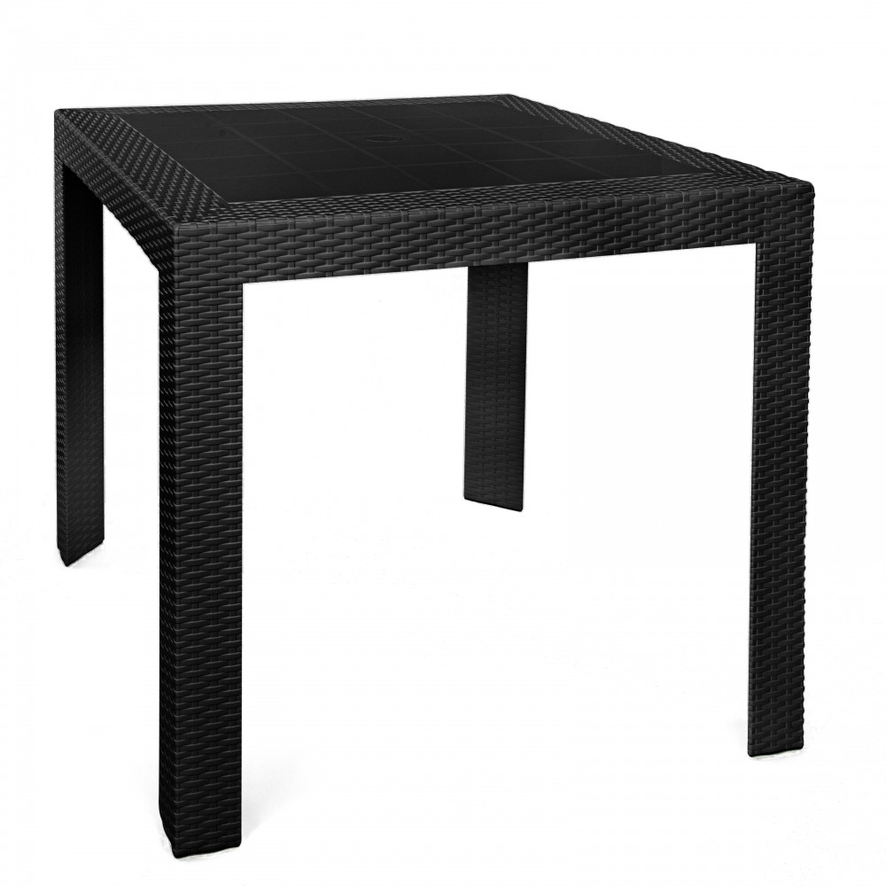 LeisureMod Mace Weave Design Outdoor Dining Table, Black, MT31BL