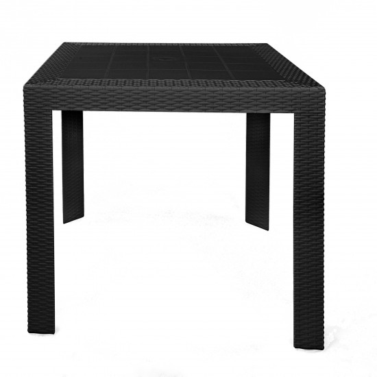 LeisureMod Mace Weave Design Outdoor Dining Table, Black, MT31BL