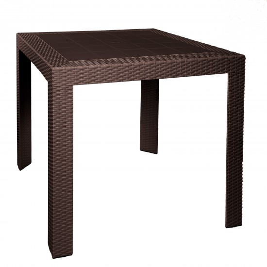 LeisureMod Mace Weave Design Outdoor Dining Table, Brown, MT31BR