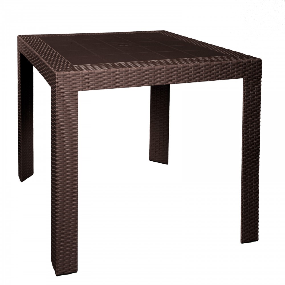 LeisureMod Mace Weave Design Outdoor Dining Table, Brown, MT31BR