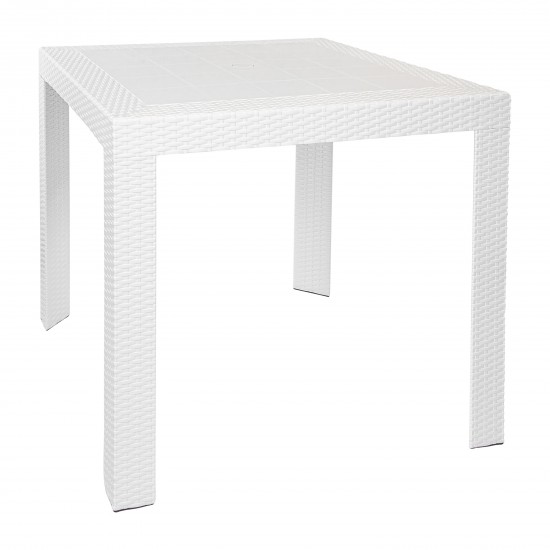 LeisureMod Mace Weave Design Outdoor Dining Table, White, MT31W