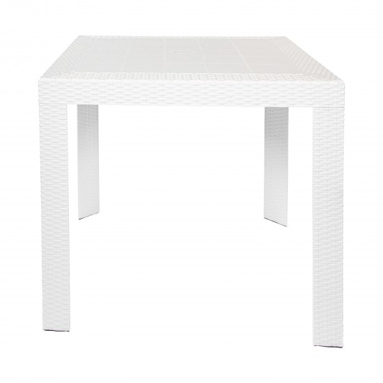 LeisureMod Mace Weave Design Outdoor Dining Table, White, MT31W