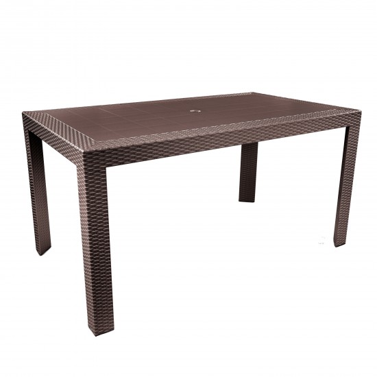 LeisureMod Mace Weave Design Outdoor Dining Table, Brown, MT55BR