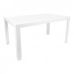 LeisureMod Mace Weave Design Outdoor Dining Table, White, MT55W