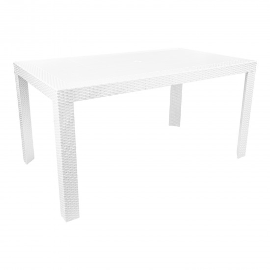 LeisureMod Mace Weave Design Outdoor Dining Table, White, MT55W