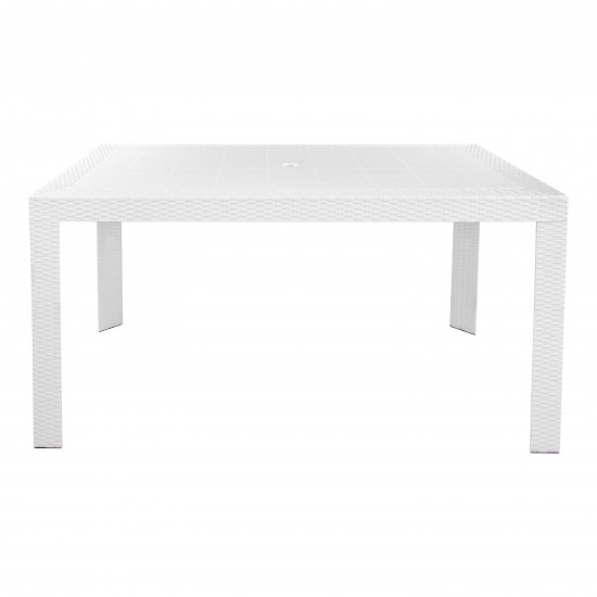 LeisureMod Mace Weave Design Outdoor Dining Table, White, MT55W