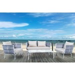 LeisureMod Spencer Rope 4 Piece Outdoor Conversation Set, Light Grey, SLT64LGR