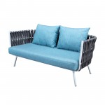 LeisureMod Spencer Modern Outdoor Rope Loveseat With Cushions, Grey, SL64GR