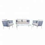Spencer Modern Outdoor Rope Loveseat With Cushions, Light Grey, SL64LGR