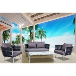 LeisureMod Spencer Modern Outdoor Rope Club Chair With Cushions, Black, SC64BL