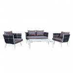 LeisureMod Spencer Modern Outdoor Rope Club Chair With Cushions, Black, SC64BL