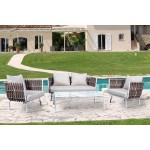 LeisureMod Spencer Modern Outdoor Rope Club Chair With Cushions, Brown, SC64BR