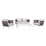 LeisureMod Spencer Modern Outdoor Rope Club Chair With Cushions, Brown, SC64BR