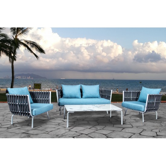 LeisureMod Spencer Modern Outdoor Rope Club Chair With Cushions, Grey, SC64GR