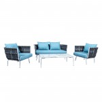LeisureMod Spencer Modern Outdoor Rope Club Chair With Cushions, Grey, SC64GR
