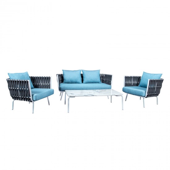 LeisureMod Spencer Modern Outdoor Rope Club Chair With Cushions, Grey, SC64GR