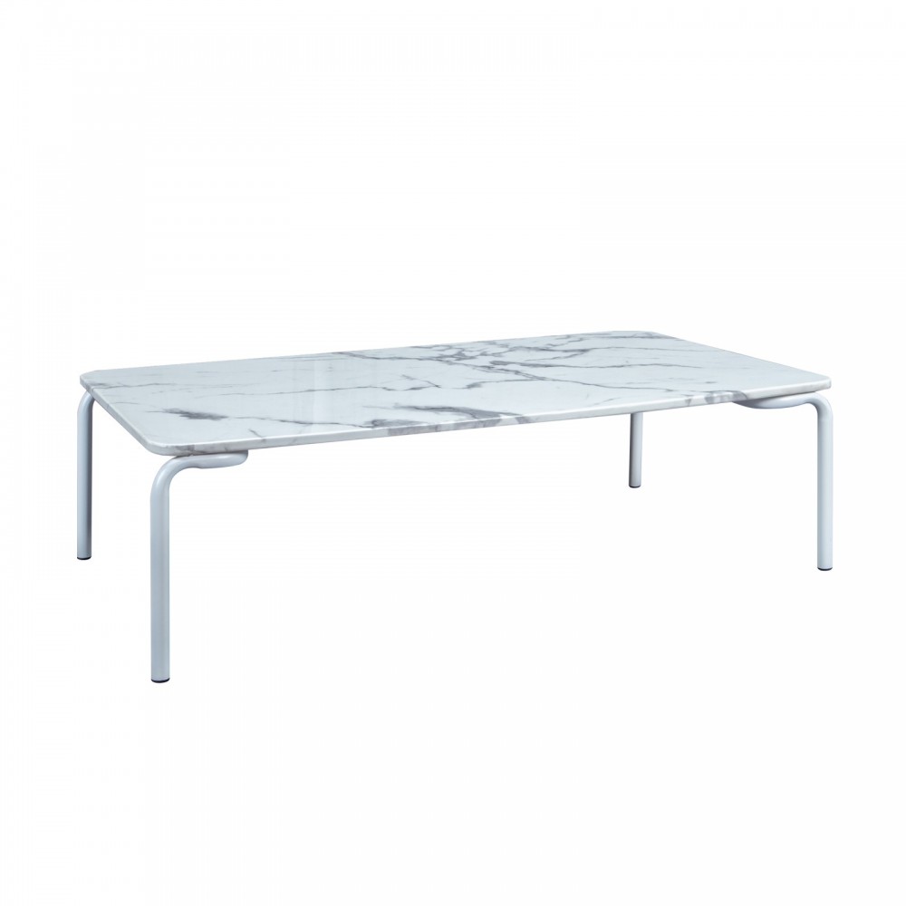 Spencer Modern Outdoor Patio Marble Top 49" Coffee Table, White, ST64W Spencer Modern Outdoor Patio Marble Top 49" Coffee Table, White, ST64W