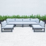 Chelsea 6-Piece Patio Sectional Black Aluminum, Cushions, Light Grey, CSBL-6LGR