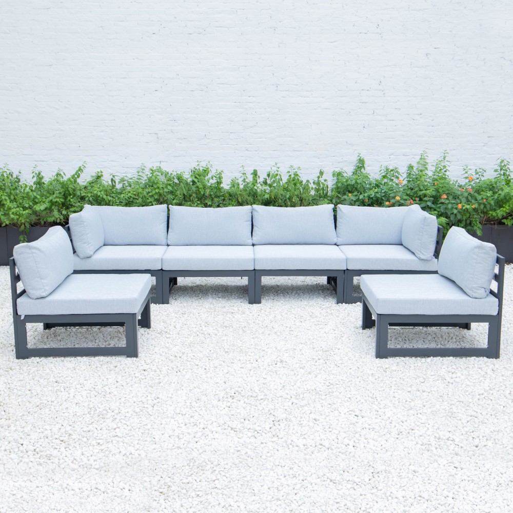 Chelsea 6-Piece Patio Sectional Black Aluminum, Cushions, Light Grey, CSBL-6LGR Chelsea 6-Piece Patio Sectional Black Aluminum, Cushions, Light Grey, CSBL-6LGR