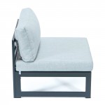 Chelsea 6-Piece Patio Sectional Black Aluminum, Cushions, Light Grey, CSBL-6LGR