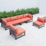 Chelsea 6-Piece Patio Sectional Black Aluminum With Cushions, Orange, CSBL-6OR