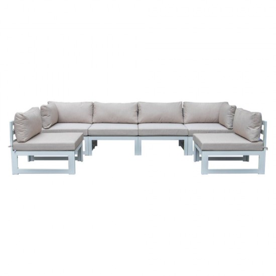 Chelsea 6-Piece Patio Sectional White Aluminum With Cushions, Beige, CSW-6BG