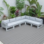 Chelsea 6-Piece Patio Sectional White Aluminum, Cushions, Light Grey, CSW-6LGR