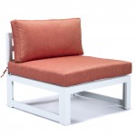 Chelsea 6-Piece Patio Sectional White Aluminum With Cushions, Orange, CSW-6OR