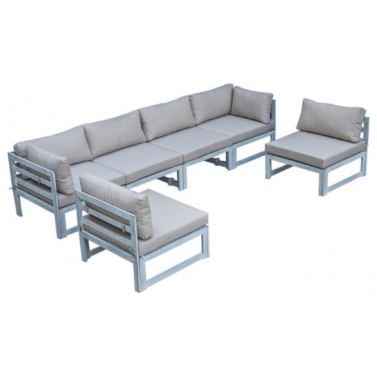 Chelsea 6-Piece Patio Sectional Weathered Grey Aluminum, Beige, CSWGR-6BG