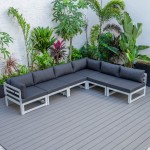 Chelsea 6-Piece Patio Sectional Weathered Grey Aluminum, Black, CSWGR-6BL