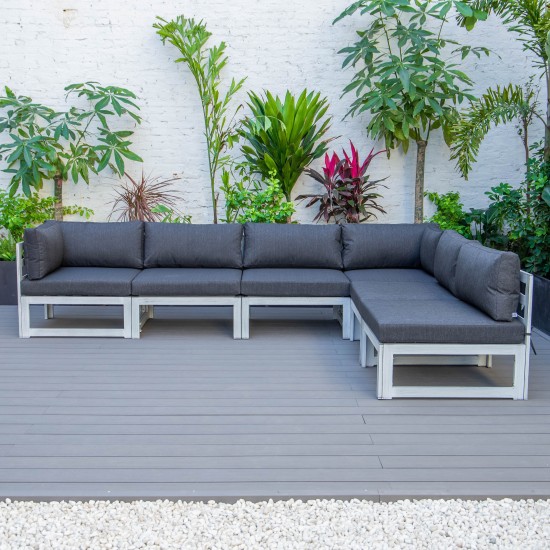 Chelsea 6-Piece Patio Sectional Weathered Grey Aluminum, Black, CSWGR-6BL