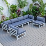 Chelsea 6-Piece Patio Sectional Weathered Grey Aluminum, Blue, CSWGR-6BU